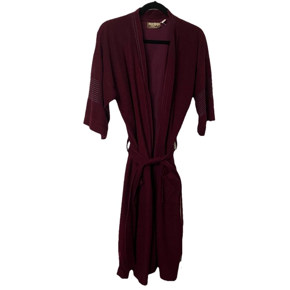 Vintage Montego Bathrobe Dressing Gown Robe 70s 90s Burgundy Retro‎